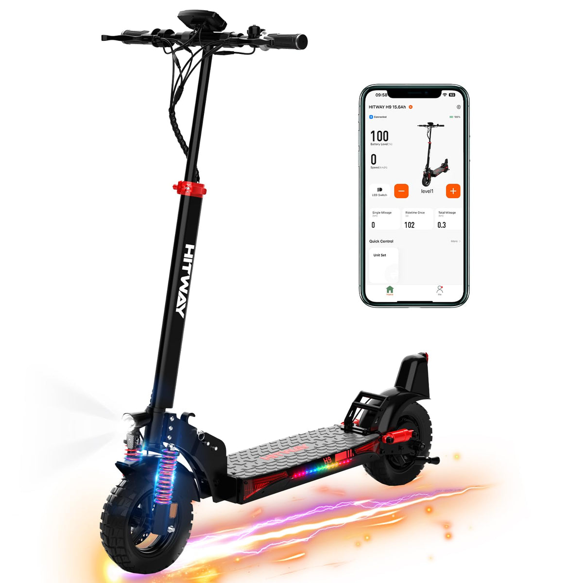 HITWAY Electric Scooter Adult 10 Inch, 15.6-27AH Battery 500W Motor