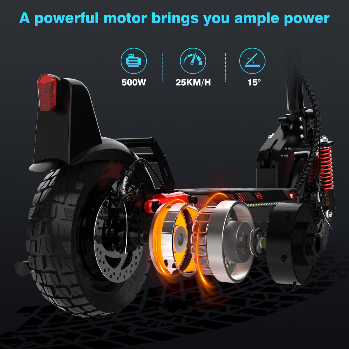 HITWAY Electric Scooter Adult 10 Inch, 15.6-27AH Battery 500W Motor