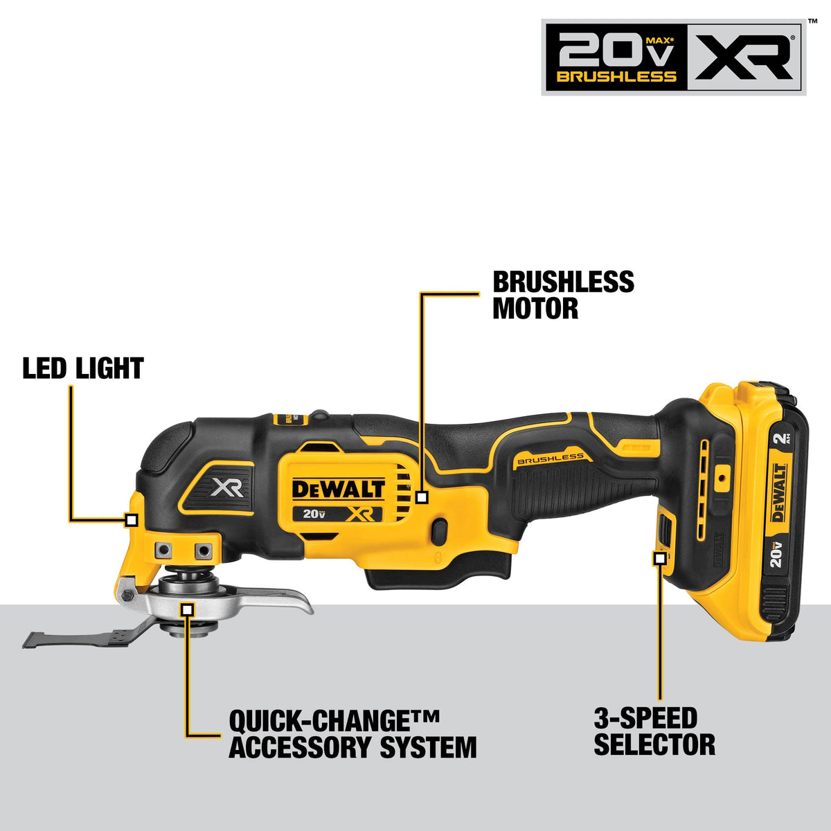 DEWALT 20V MAX XR Oscillating Multi-Tool Kit, Variable Speed (DCS356D1)