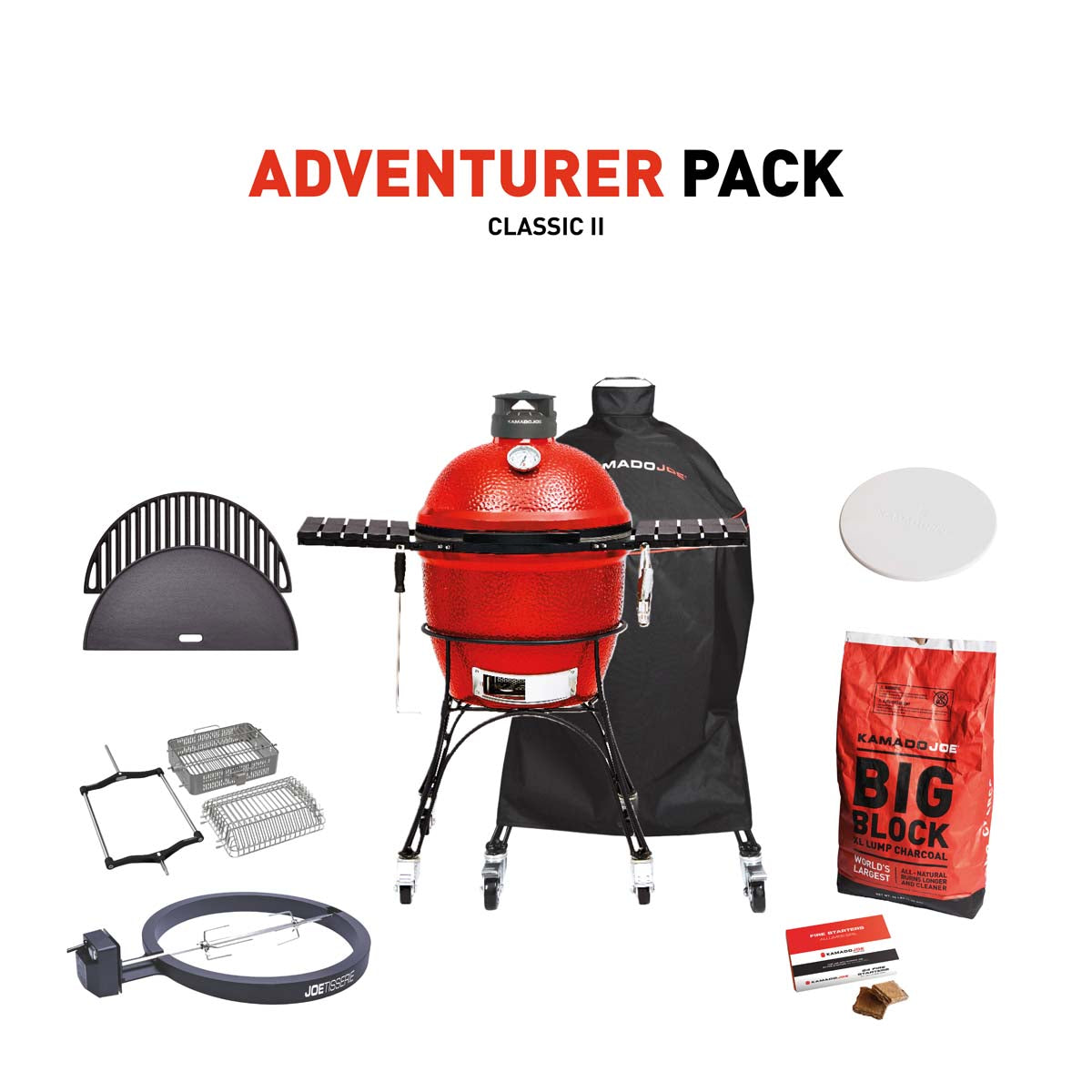 Kamado Joe Classic II Charcoal Grill With Adventurer Pack