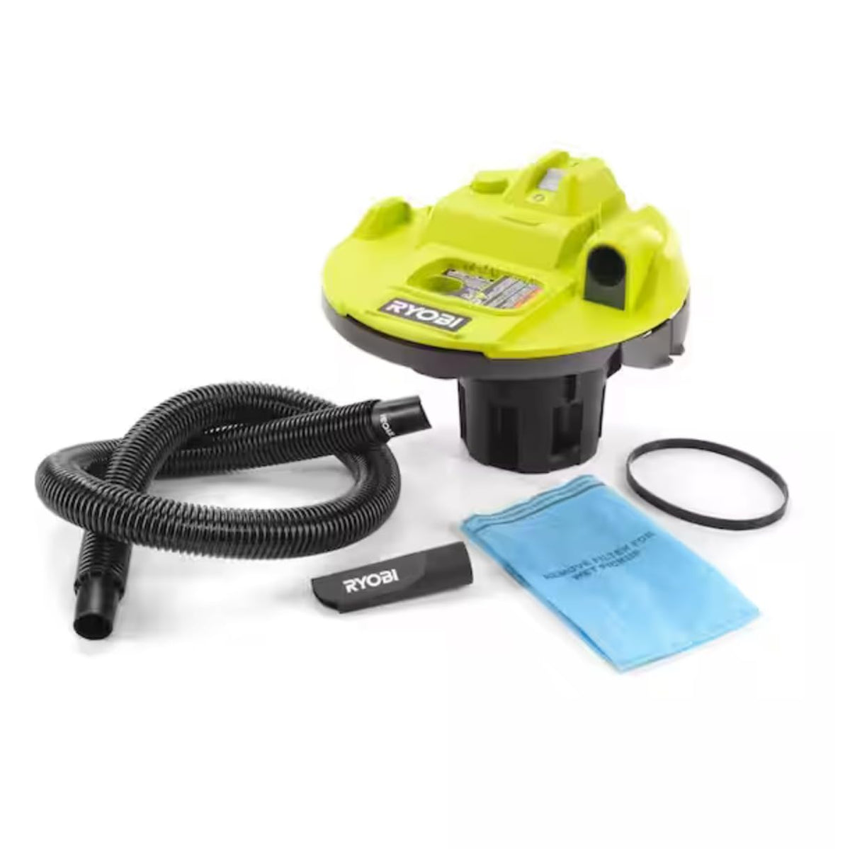 RYOBI ONE+ 18V Cordless 5 Gallon Wet/Dry Vacuum, Tool Only with Hose and Crevice Tool