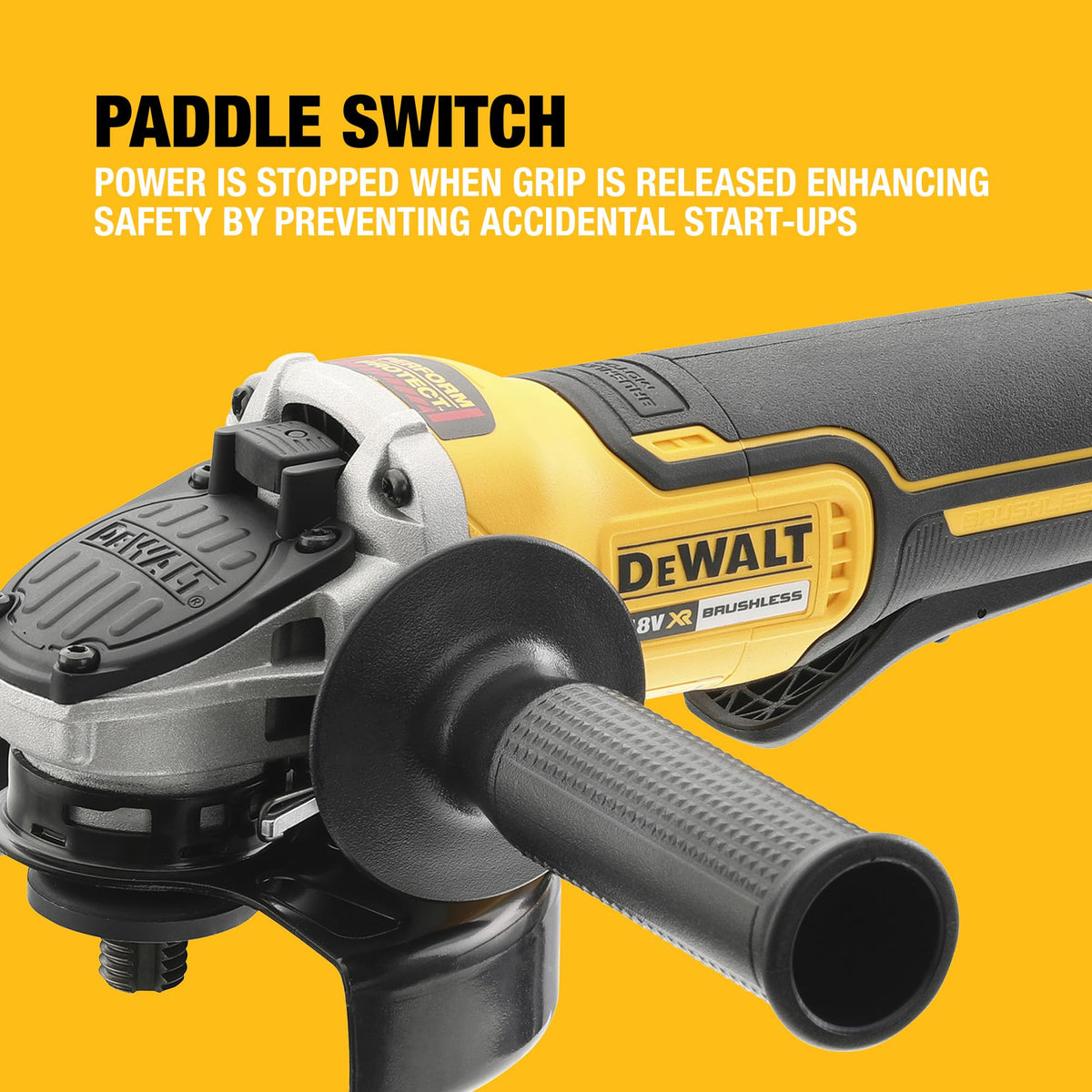 DEWALT 18V XR Brushless 125mm Paddle Switch Angle Grinder - Tool Only in TSTAK, DCG406NT-XJ