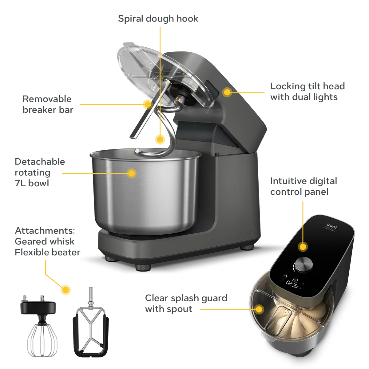 Ooni Halo Pro Spiral Mixer - Charcoal Grey