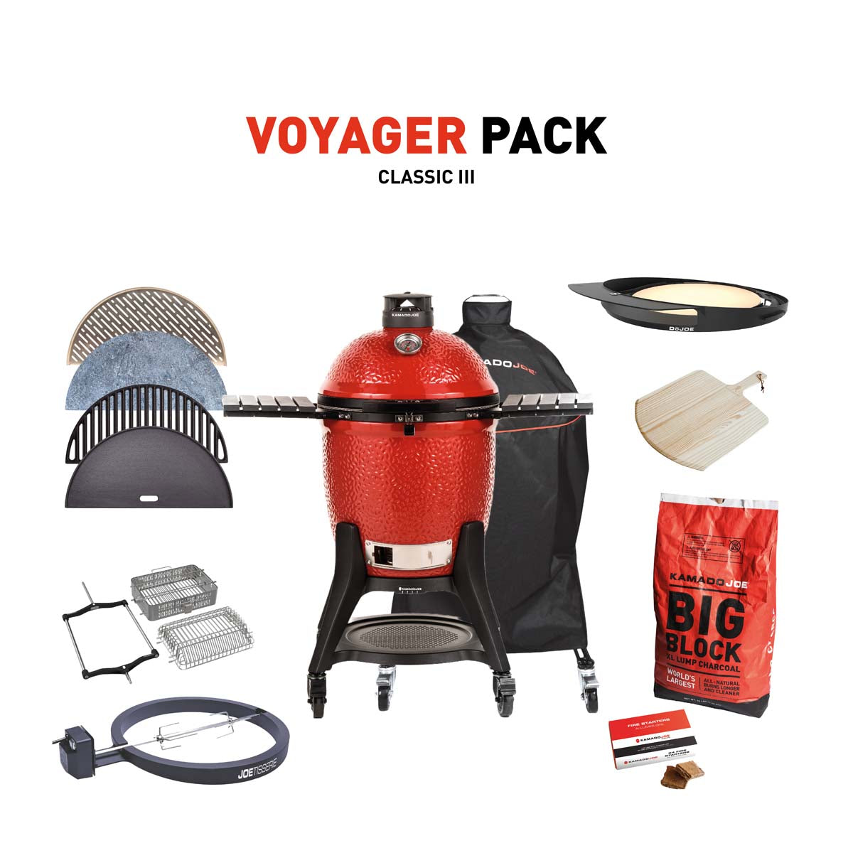 Kamado Joe Classic III Charcoal Grill With Voyager Pack